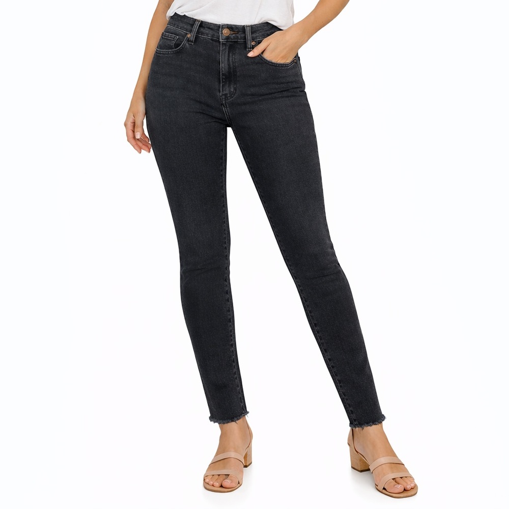 Good American Good Legs Size 8 High-Rise Frayed Hem Skinny Jeans